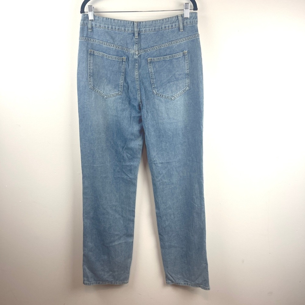 NWT Commense Blue High Waist Front Slit Straight Leg Jeans Large - Picture 4 of 7